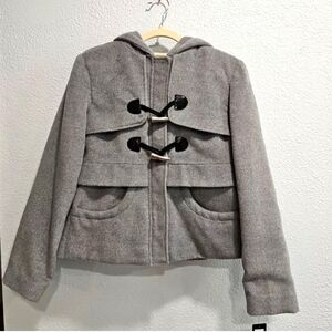 Guess Ladies Hoodie Coat Jacket Accent Buttons Sz. M Gray